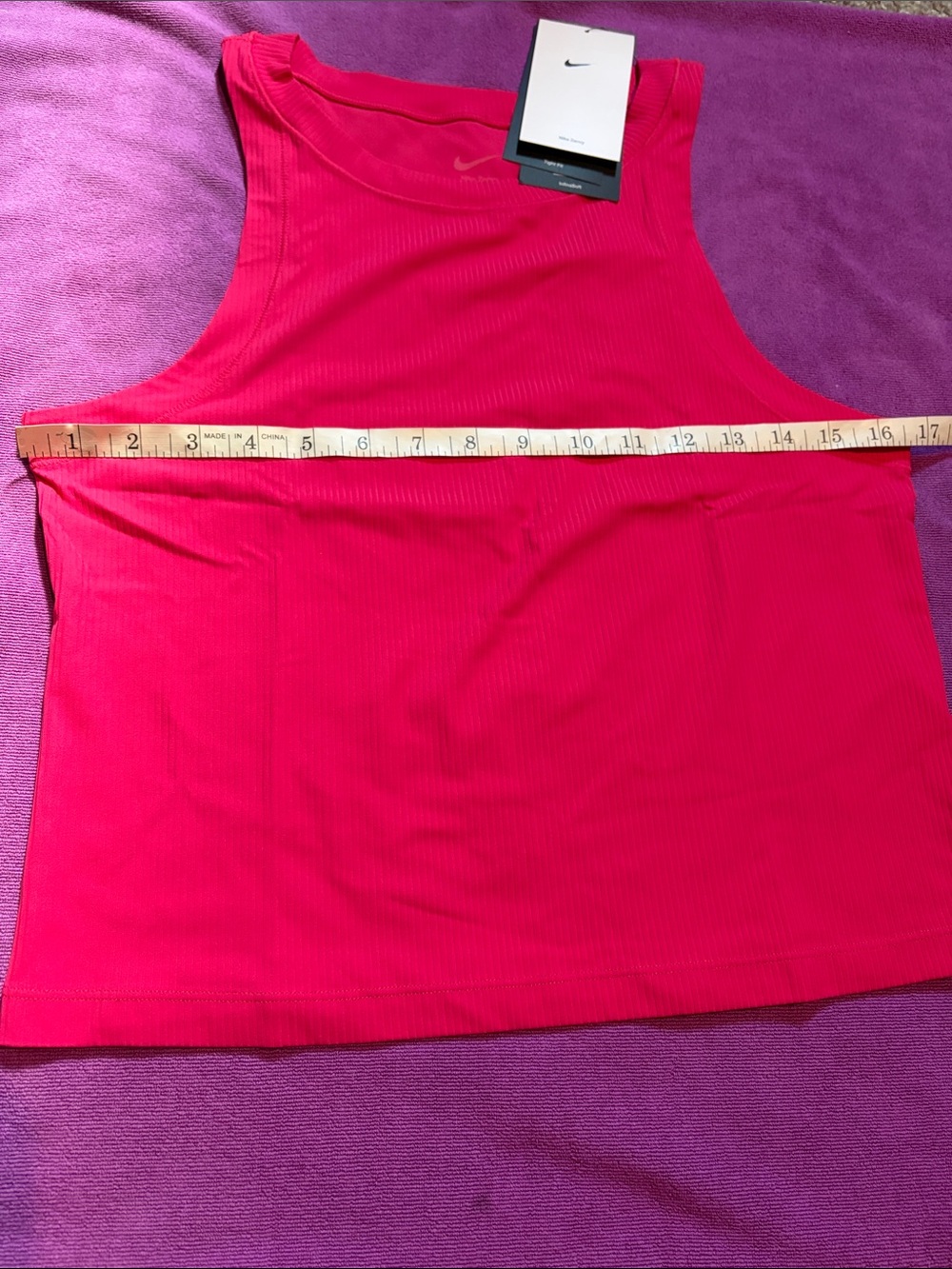 🩷 Nike Women’s Zenvy DRI-FIT Hot Pink Ribbed Tank. Size Medium - Picture 3 of 5